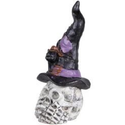Northlight 22.75" Skull In Witch Hat With Black Cat Halloween Decoration -Northlight D800600S 4