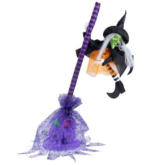 Northlight 25" Animated Flying Witch With Broom Halloween Decoration 7 Northlight 25" Animated Flying Witch With Broom Halloween Decoration - Image 5