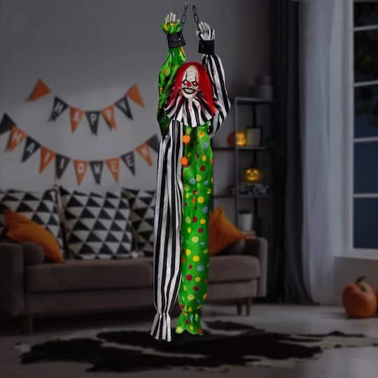 Northlight 5ft Animated Shaking Clown With Sound Hanging Halloween Decoration 6 Northlight 5ft Animated Shaking Clown With Sound Hanging Halloween Decoration - Image 4