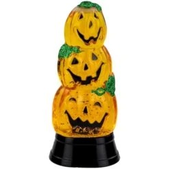 Northlight 6.5" Orange LED Stacked Jack O' Lanterns Halloween Snow Globe