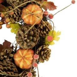 Northlight 14" Pinecone & Pumpkin Fall Harvest Wreath -Northlight D800617S 2