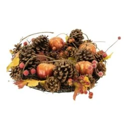 Northlight 14" Pinecone & Pumpkin Fall Harvest Wreath -Northlight D800617S 3