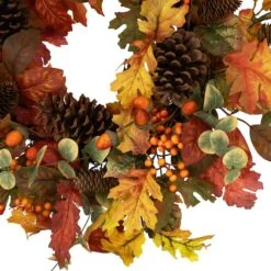 Northlight 26" Berries, Leaves & Pinecones Fall Harvest Wreath -Northlight D800619S 5