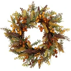 Northlight 24" Real Touch™️ Mixed Foliage & Berries Fall Harvest Wreath -Northlight D800620S 1 1