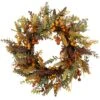 Northlight 24" Real Touch™️ Mixed Foliage & Berries Fall Harvest Wreath -Northlight D800620S 1