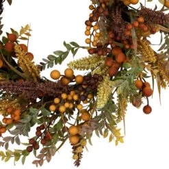Northlight 24" Real Touch™️ Mixed Foliage & Berries Fall Harvest Wreath -Northlight D800620S 5