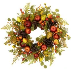 Northlight 26" Apples, Pears & Pinecones Fall Harvest Wreath