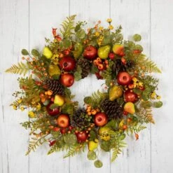 Northlight 26" Apples, Pears & Pinecones Fall Harvest Wreath 13 Northlight 26" Apples, Pears & Pinecones Fall Harvest Wreath -Northlight D800621S 4
