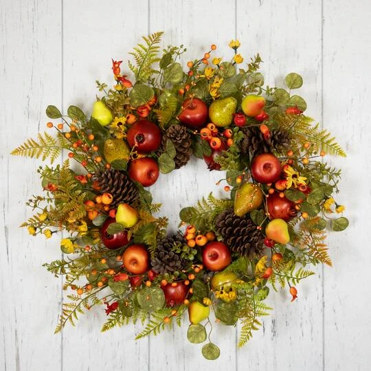 Northlight 26" Apples, Pears & Pinecones Fall Harvest Wreath 7 Northlight 26" Apples, Pears & Pinecones Fall Harvest Wreath - Image 5