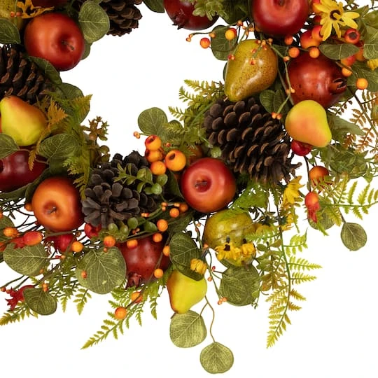 Northlight 26" Apples, Pears & Pinecones Fall Harvest Wreath 8 Northlight 26" Apples, Pears & Pinecones Fall Harvest Wreath - Image 6