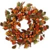 Northlight 24" Orange & Green Berry & Pumpkin Fall Harvest Wreath -Northlight D800622S 1