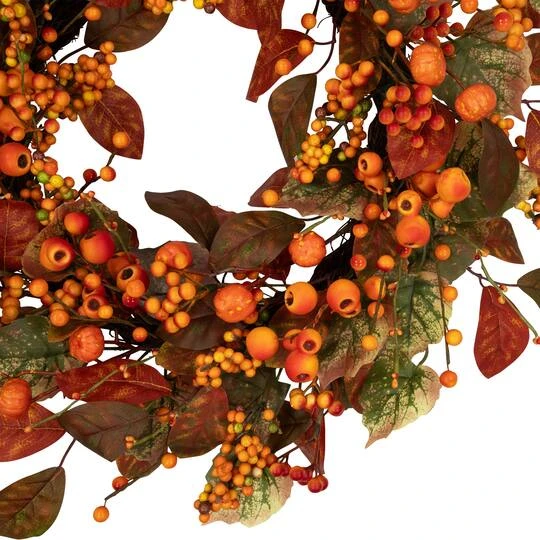 Northlight 24" Orange & Green Berry & Pumpkin Fall Harvest Wreath 9 Northlight 24" Orange & Green Berry & Pumpkin Fall Harvest Wreath - Image 7