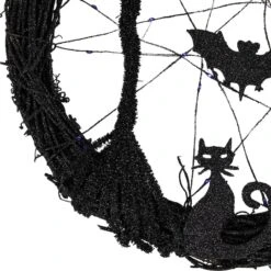 Northlight 13" Black & Purple LED Halloween Twig Wreath With Bats -Northlight D800623S 5