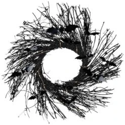 Northlight 22" Black Pre-Lit Halloween Twig Wreath With Bats -Northlight D800624S 4
