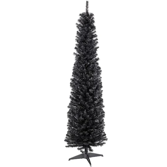 Northlight 6ft. Iridescent Charcoal Slim Halloween Tinsel Tree 4 Northlight 6ft. Iridescent Charcoal Slim Halloween Tinsel Tree - Image 2