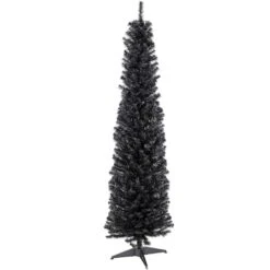 Northlight 6ft. Iridescent Charcoal Slim Halloween Tinsel Tree