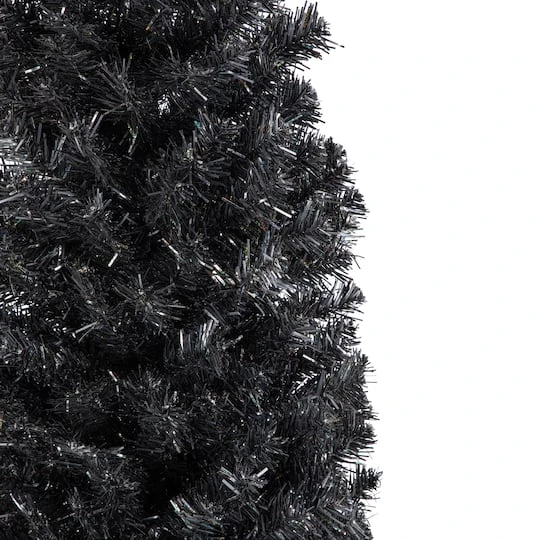 Northlight 6ft. Iridescent Charcoal Slim Halloween Tinsel Tree 6 Northlight 6ft. Iridescent Charcoal Slim Halloween Tinsel Tree - Image 4