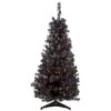 Northlight 4ft. Black Slim Pre-Lit Halloween Tinsel Tree With Clear Lights