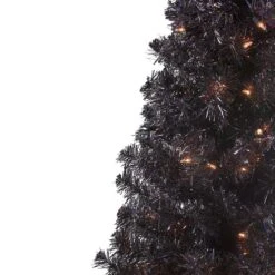 Northlight 4ft. Black Slim Pre-Lit Halloween Tinsel Tree With Clear Lights 9 Northlight 4ft. Black Slim Pre-Lit Halloween Tinsel Tree With Clear Lights -Northlight D800629S 2