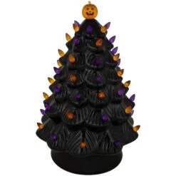 Northlight 14.75" Black LED Ceramic Halloween Tree With Pumpkin 9 Northlight 14.75" Black LED Ceramic Halloween Tree With Pumpkin -Northlight D800631S 3