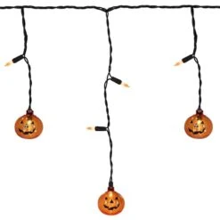 Northlight 31 Northlight 25ct. Jack-o'-Lantern Orange LED Curtain Icicle String Lights