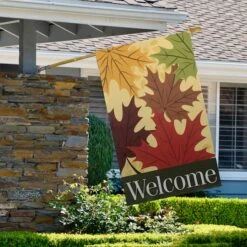 Northlight 28" X 40" Red & Yellow Fall Leaves Welcome Outdoor House Flag 9 Northlight 28" X 40" Red & Yellow Fall Leaves Welcome Outdoor House Flag -Northlight D800639S 3