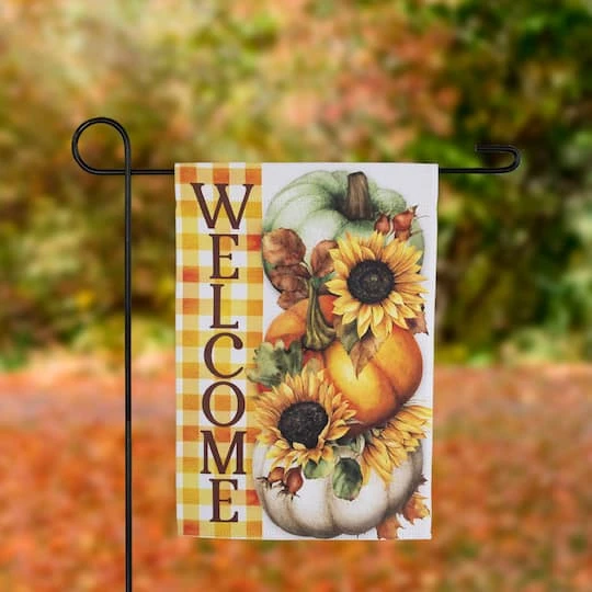 Northlight 18" X 12.5" Pumpkins & Sunflowers Welcome Fall Harvest Outdoor Garden Flag 5 Northlight 18" X 12.5" Pumpkins & Sunflowers Welcome Fall Harvest Outdoor Garden Flag - Image 3