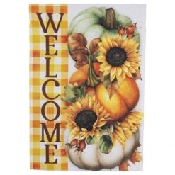 Northlight 18" X 12.5" Pumpkins & Sunflowers Welcome Fall Harvest Outdoor Garden Flag 11 Northlight 18" X 12.5" Pumpkins & Sunflowers Welcome Fall Harvest Outdoor Garden Flag -Northlight D800641S 2