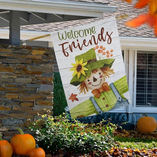 Northlight 40" X 28" Scarecrow Welcome Friends Fall Harvest Outdoor House Flag 3 Northlight 40" X 28" Scarecrow Welcome Friends Fall Harvest Outdoor House Flag