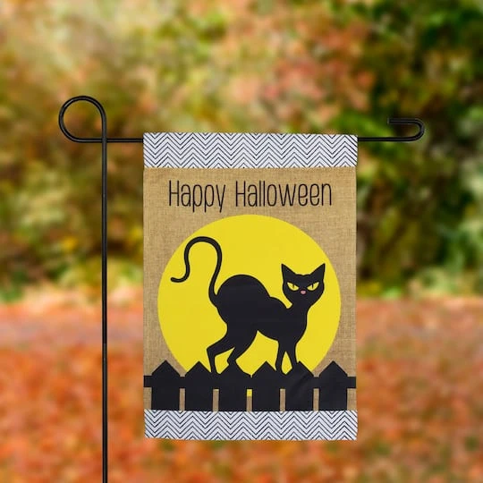 Northlight 18" X 12.5" Black Cat Happy Halloween Outdoor Garden Flag 4 Northlight 18" X 12.5" Black Cat Happy Halloween Outdoor Garden Flag - Image 2