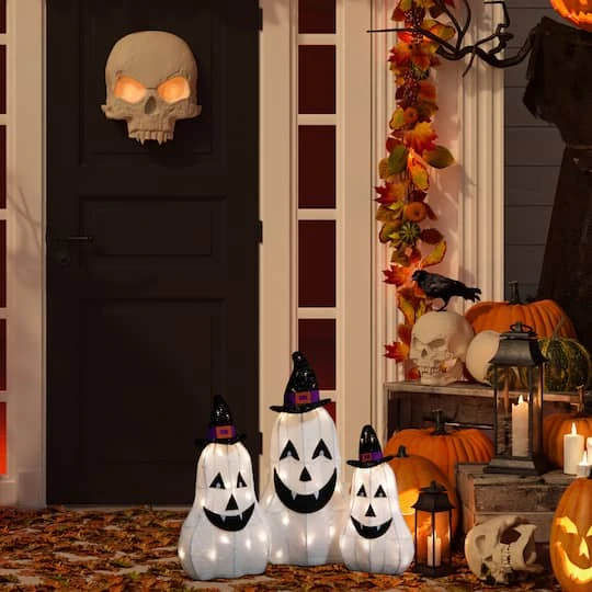 Northlight LED Jack O' Lantern Ghosts Outdoor Halloween Decoration Set 5 Northlight LED Jack O' Lantern Ghosts Outdoor Halloween Decoration Set - Image 3