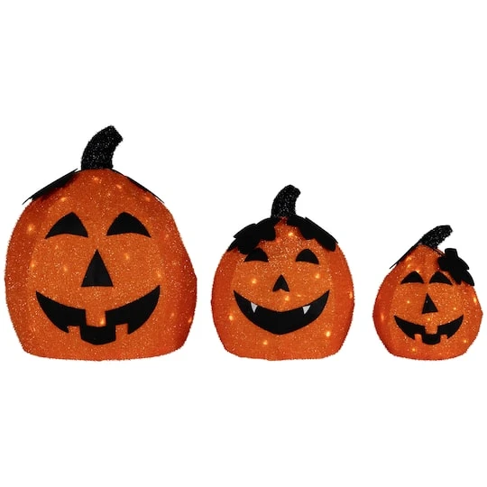 Northlight LED Lighted Jack O' Lantern Outdoor Halloween Decoration Set 3 Northlight LED Lighted Jack O' Lantern Outdoor Halloween Decoration Set