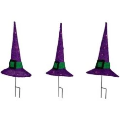 Northlight 14" LED Lighted Purple Witches Hat Outdoor Halloween Pathway Markers, 3ct. 12 Northlight 14" LED Lighted Purple Witches Hat Outdoor Halloween Pathway Markers, 3ct. -Northlight D800652S 3