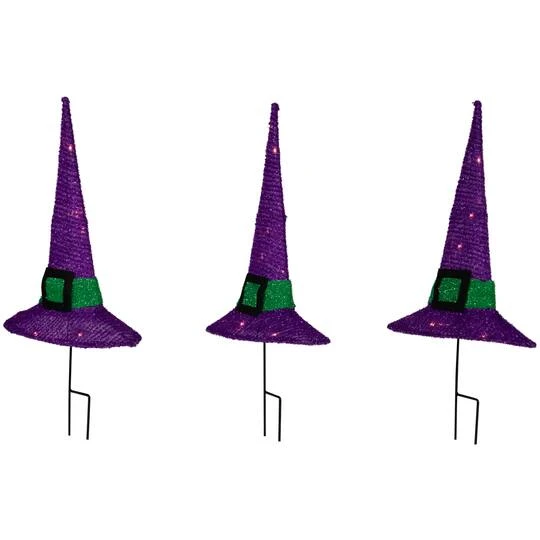 Northlight 14" LED Lighted Purple Witches Hat Outdoor Halloween Pathway Markers, 3ct. 6 Northlight 14" LED Lighted Purple Witches Hat Outdoor Halloween Pathway Markers, 3ct. - Image 4