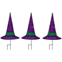 Northlight 14" LED Lighted Purple Witches Hat Outdoor Halloween Pathway Markers, 3ct. 14 Northlight 14" LED Lighted Purple Witches Hat Outdoor Halloween Pathway Markers, 3ct. -Northlight D800652S 5