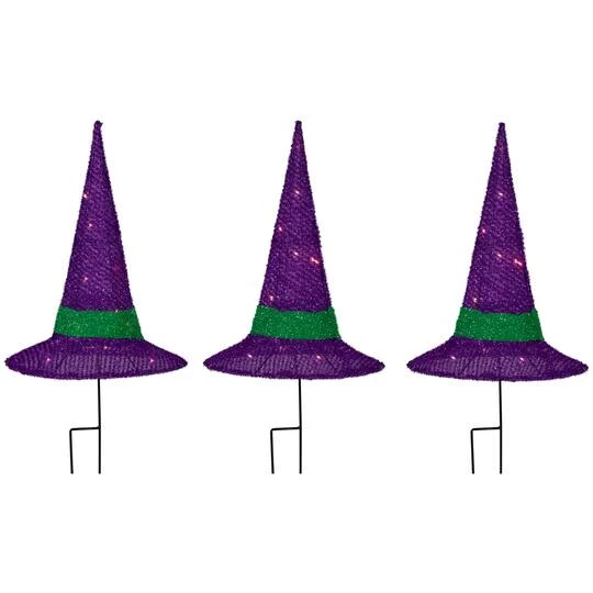 Northlight 14" LED Lighted Purple Witches Hat Outdoor Halloween Pathway Markers, 3ct. 8 Northlight 14" LED Lighted Purple Witches Hat Outdoor Halloween Pathway Markers, 3ct. - Image 6