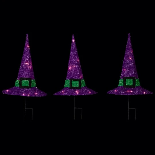 Northlight 14" LED Lighted Purple Witches Hat Outdoor Halloween Pathway Markers, 3ct. 9 Northlight 14" LED Lighted Purple Witches Hat Outdoor Halloween Pathway Markers, 3ct. - Image 7