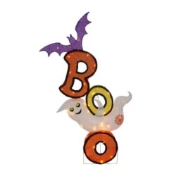 Northlight 4ft. Pre-Lit Bat & Ghost BOO Halloween Decoration, Warm White LED Lights