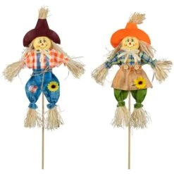 Northlight 18" Boy & Girl Fall Harvest Scarecrow Picks