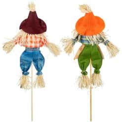 Northlight 18" Boy & Girl Fall Harvest Scarecrow Picks -Northlight D800654S 3