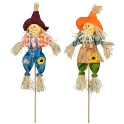 Northlight 18" Boy & Girl Fall Harvest Scarecrow Picks -Northlight D800654S 4