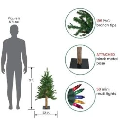 Northlight 3ft. Pre-Lit Alpine Artificial Christmas Tree, Multicolor Lights -Northlight D810100S 2