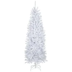 Northlight 6.5ft. Pre-Lit Slim White Geneva Spruce Artificial Christmas Tree, Blue Lights