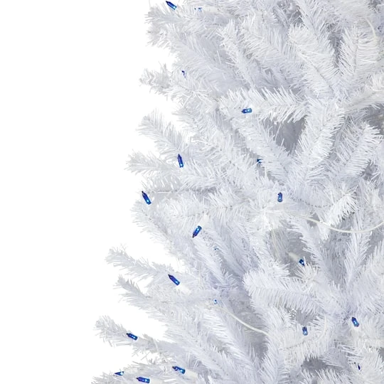 Northlight 6.5ft. Pre-Lit Slim White Geneva Spruce Artificial Christmas Tree, Blue Lights 6 Northlight 6.5ft. Pre-Lit Slim White Geneva Spruce Artificial Christmas Tree, Blue Lights - Image 4