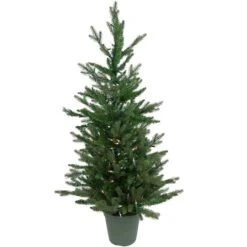 Northlight 4ft. Pre-Lit Potted Real Touchâ„¢ Grande Spruce Artificial Christmas Tree, Clear Lights
