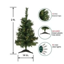 Northlight 2ft. Pre-Lit Aspen Pine Artificial Christmas Tree, Clear Lights -Northlight D810229S 3