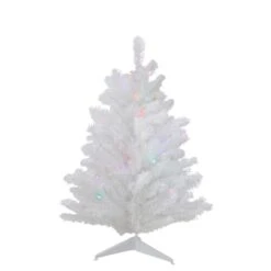 Northlight 2ft. Pre-Lit Snow White Artificial Christmas Tree, Multicolor Lights