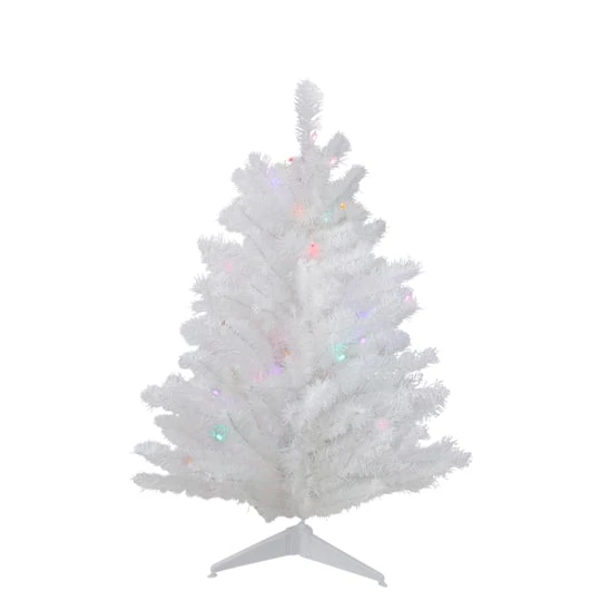 Northlight 2ft. Pre-Lit Snow White Artificial Christmas Tree, Multicolor Lights 3 Northlight 2ft. Pre-Lit Snow White Artificial Christmas Tree, Multicolor Lights
