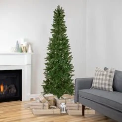 Northlight 7.5ft. Pre-Lit Wicklow Noble Fir Pencil Artificial Christmas Tree, Clear Lights 11 Northlight 7.5ft. Pre-Lit Wicklow Noble Fir Pencil Artificial Christmas Tree, Clear Lights -Northlight D810391S 2