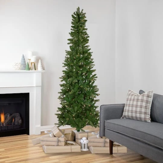 Northlight 7.5ft. Pre-Lit Wicklow Noble Fir Pencil Artificial Christmas Tree, Clear Lights 5 Northlight 7.5ft. Pre-Lit Wicklow Noble Fir Pencil Artificial Christmas Tree, Clear Lights - Image 3